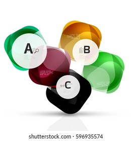 Isolated glossy shiny squares template. Vector template background for print workflow layout, diagram, number options or web design banner