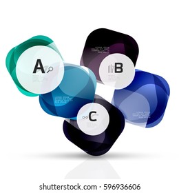 Isolated glossy shiny squares template. Vector template background for print workflow layout, diagram, number options or web design banner