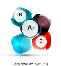 Plantilla de cuadrados brillantes aislados. Fondo de plantilla de vector para diseño de flujo de trabajo de impresión, diagrama, opciones de número o banner de diseño web