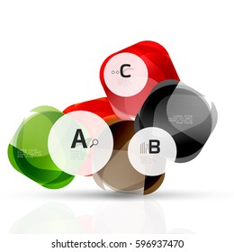 Plantilla de cuadrados brillantes aislados. Fondo de plantilla de vector para diseño de flujo de trabajo de impresión, diagrama, opciones de número o banner de diseño web