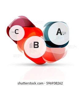 Plantilla de cuadrados brillantes aislados. Fondo de plantilla de vector para diseño de flujo de trabajo de impresión, diagrama, opciones de número o banner de diseño web
