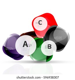 Plantilla de cuadrados brillantes aislados. Fondo vectorial para diseño de flujo de trabajo de impresión, diagrama, opciones de número o banner de diseño web
