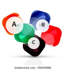 Plantilla de cuadrados brillantes aislados. Fondo vectorial para diseño de flujo de trabajo de impresión, diagrama, opciones de número o banner de diseño web