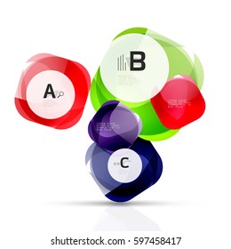 Plantilla de cuadrados brillantes aislados. Fondo de plantilla de vector para diseño de flujo de trabajo de impresión, diagrama, opciones de número o banner de diseño web