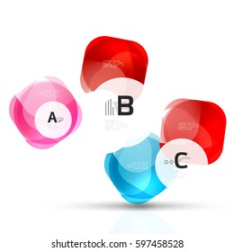 Plantilla de cuadrados brillantes aislados. Fondo de plantilla de vector para diseño de flujo de trabajo de impresión, diagrama, opciones de número o banner de diseño web