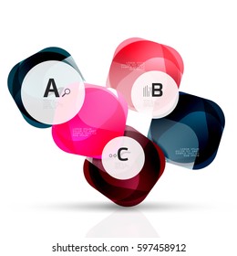 Isolated glossy shiny squares template. Vector template background for print workflow layout, diagram, number options or web design banner