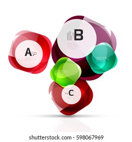 Plantilla de cuadrados brillantes aislados. Fondo de plantilla de vector para diseño de flujo de trabajo de impresión, diagrama, opciones de número o banner de diseño web