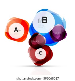 Plantilla de cuadrados brillantes aislados. Fondo de plantilla de vector para diseño de flujo de trabajo de impresión, diagrama, opciones de número o banner de diseño web