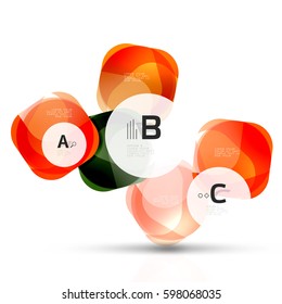 Plantilla de cuadrados brillantes aislados. Fondo de plantilla de vector para diseño de flujo de trabajo de impresión, diagrama, opciones de número o banner de diseño web