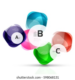 Isolated glossy shiny squares template. Vector template background for print workflow layout, diagram, number options or web design banner