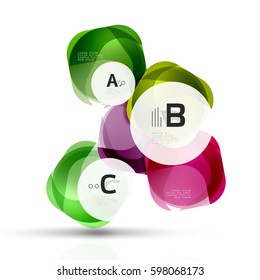 Plantilla de cuadrados brillantes aislados. Fondo de plantilla de vector para diseño de flujo de trabajo de impresión, diagrama, opciones de número o banner de diseño web