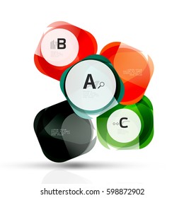 Plantilla de cuadrados brillantes aislados. Fondo de plantilla de vector para diseño de flujo de trabajo de impresión, diagrama, opciones de número o banner de diseño web