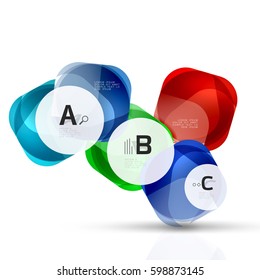 Isolated glossy shiny squares template. Vector template background for print workflow layout, diagram, number options or web design banner