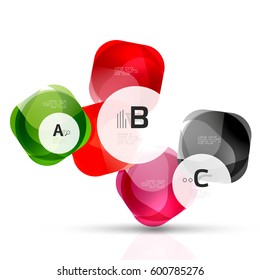 Plantilla de cuadrados brillantes aislados. Fondo de plantilla de vector para diseño de flujo de trabajo de impresión, diagrama, opciones de número o banner de diseño web