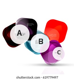 Isolated glossy shiny squares template. Vector template background for print workflow layout, diagram, number options or web design banner