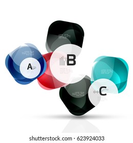Isolated glossy shiny squares template. Vector template background for print workflow layout, diagram, number options or web design banner