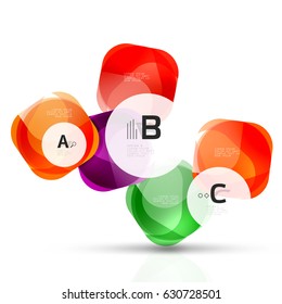 Isolated glossy shiny squares template. Vector template background for print workflow layout, diagram, number options or web design banner