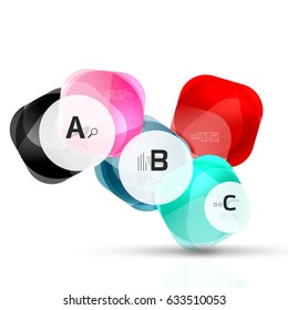 Plantilla de cuadrados brillantes aislados. Fondo de plantilla de vector para diseño de flujo de trabajo de impresión, diagrama, opciones de número o banner de diseño web