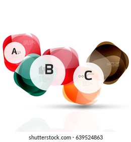 Plantilla de cuadrados brillantes aislados. Fondo de plantilla de vector para diseño de flujo de trabajo de impresión, diagrama, opciones de número o banner de diseño web