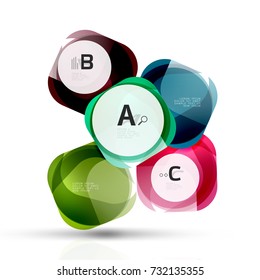 Isolated glossy shiny squares template. Vector template background for print workflow layout, diagram, number options or web design banner