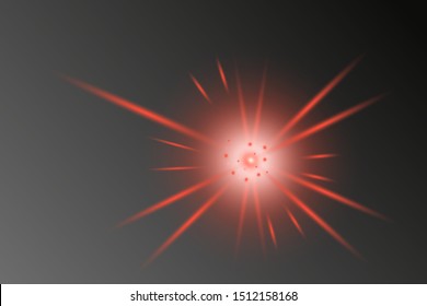 Isolated glow, red light effect, glare, explosion, radiance, line, solar flare, spark and stars Abstract design special effect element. Abstract red laser beam. Vector illustration.the lighting effect