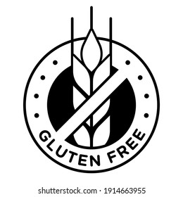 Isolated gluten free icon badge stamp for food packaging label. Allergen free.