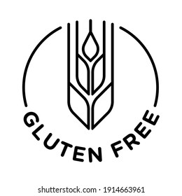 Isolated gluten free icon badge stamp for food packaging label. Allergen free.