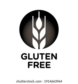 Isolated gluten free icon badge stamp for food packaging label. Allergen free.