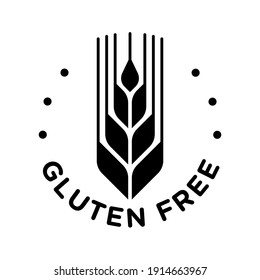 Isolated gluten free icon badge stamp for food packaging label. Allergen free.