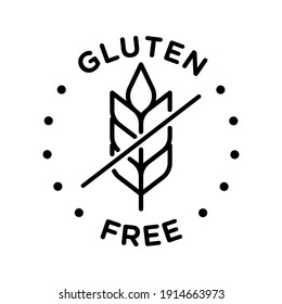 Isolated gluten free icon badge stamp for food packaging label. Allergen free.