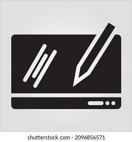 Isolated Glyph Drawing Tablet Scalable Vector Graphic