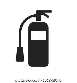 isolated glyph pictogram icon of fire extinguisher, for safety firefight safety hazard sign with  fire, flame symbol