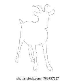 isolated goat outline with horns on white background