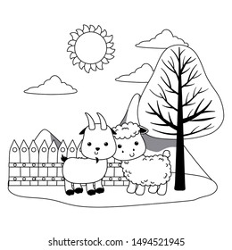 Isolated goat and sheep cartoon vector design