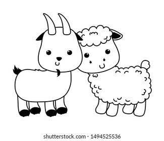 Isolated goat and sheep cartoon vector design