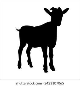 Isolated Goat Silhouette Vector Black Colored EPS