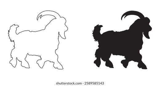 Isolated Goat Vector - Crisp Goat Silhouette for Graphic Design
