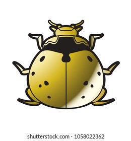 isolated gold color lady bird with small black spots vector cartoon