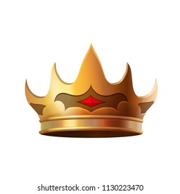 Isolated gold crown realistic icon illustration