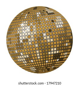 Isolated gold disco ball on a white background. Vector illustration