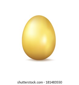 Isolated gold egg with a shadow on a white background. Mesh gradient is used.