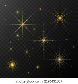 isolated gold flare. Light effect set with flare.