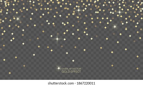 Einzeln Gold glitzern Konfetti-Textur. Luxusweihnachtliche Hintergrundbeleuchtung für Werbebanner, Cover, Design usw. Sternenform