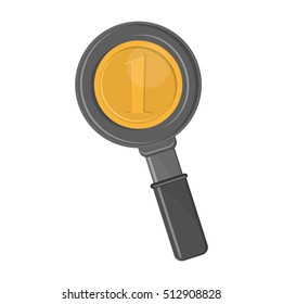 Isolated gold medal and lupe design