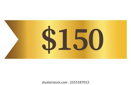 Isolated gold ribbon with value. Gold ribbon template. Vector illustration