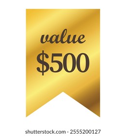 Isolated gold ribbon with value. Gold ribbon template. Vector illustration