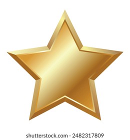 Estrella de oro aislada con efecto metálico. Elemento para premios, medallas, designación de calificación, Estado sobre un fondo transparente. Vector EPS10