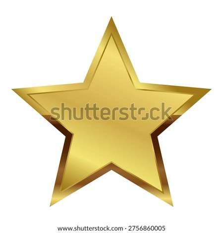 Isolated gold star with metallic effect. Realistic golden element for award, medal, rating designation, status, hotel classification on transparent background. Vector EPS10