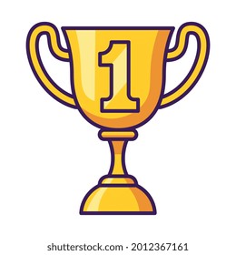 Trofeo del ganador del icono del trofeo de oro aislado Isolación Ilustración del vector Ilustración del vector