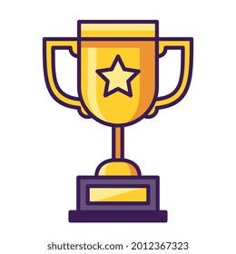 Trofeo del ganador del icono del trofeo de oro aislado Isolación Ilustración del vector Ilustración del vector